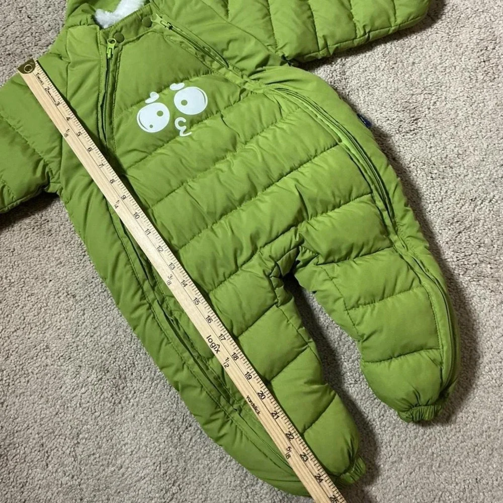 Baby Winter Snowsuit Puffer Suit‎ Green Cartoon Frog Hooded Footed Bunting